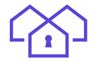 Key House Line Logo Icon Design Template