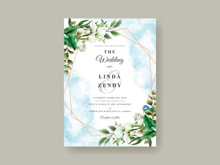 wedding invitation card with greenery floral