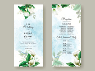 wedding invitation card with greenery floral