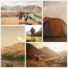 Collage of images of hiking in the wild