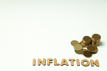 Concept of financial, economic problems and inflation, space for text