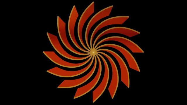 Spiral Hypnosis Pinwheel Windrose. 3D seamless loop animation.