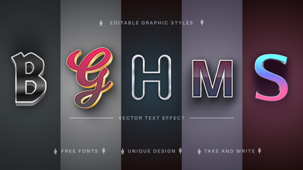 Set 5 Metal Editable Text Effects, Font Styles