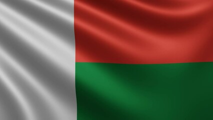 Madagascar flag fluttering close-up in the wind, video of the national flag of Madagascar in 3d, in 4k resolution. High quality 4k footage