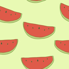 Minimal style watermelon seamless pattern green background vector illustration design	