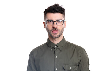 adult manager man face. portrait of man manager isolated on white background.