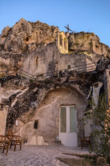 House in the Sassi di Matera a historic district in the city of Matera, well-known for their ancient cave dwellings. Basilicata. Italy