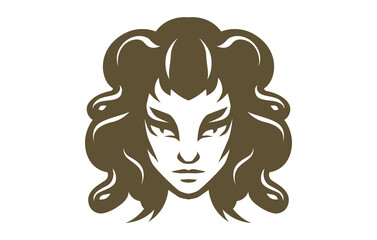 Snake Hair Woman Medusa Logo Design Template