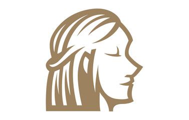 Beauty Spa Woman Head Side View Logo Design Template