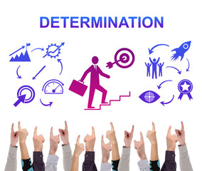 Determination concept pointed by several fingers