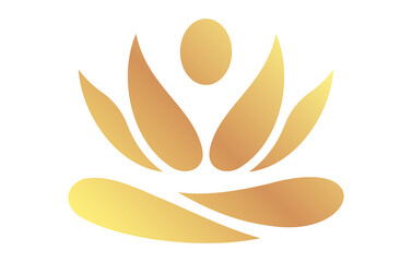 Blossom Lotus Human Yoga luxurious Logo Design Template