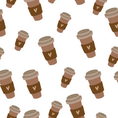 Seamless pattern with a glass of coffee to go