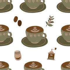 Seamless pattern with coffee culture