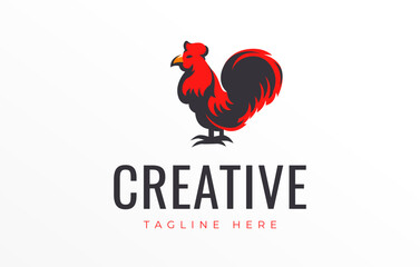 Fototapeta na wymiar Red Rooster Farm Logo Design Template