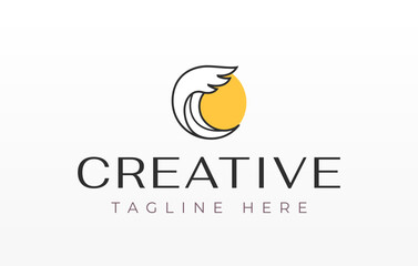 Sunrise Waves Line Logo Design Template