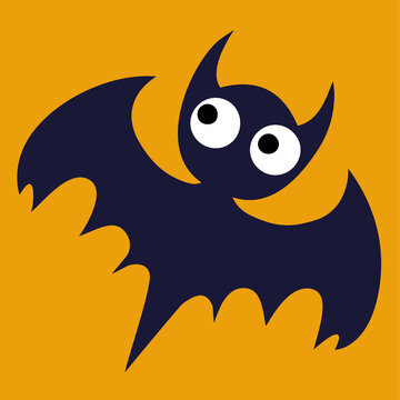 Bat fies in front of orange background