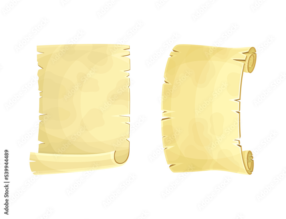 Poster old scroll or roll of papyrus, parchment or paper containing writing vector set