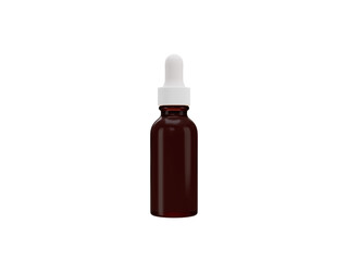 Amber glass cosmetic serum bottle 3d render illustration