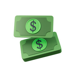 Bundle of dollar bills icon isolated 3d render illustration