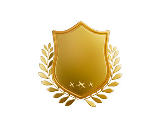 Obraz premium Golden shield with gold laurels icon 3d render illustration