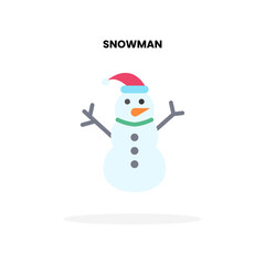 Snowman with santa hat flat icon. Vector illustration on white background. Can used for digital product, presentation, UI and many more.