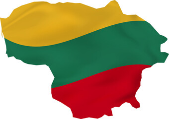 Lithuania map with waving flag. - obrazy, fototapety, plakaty