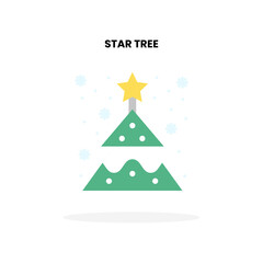 Star christmas tree flat icon. Vector illustration on white background. Can used for digital product, presentation, UI and many more.
