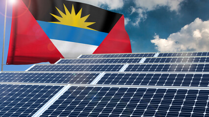 Solar panel, photovoltaic, alternative electricity source - concept of sustainable resources renewable energy Green energy sustainability power flag wave sunset