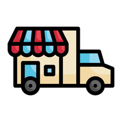 delivery truck store shop filled outline icon