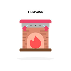 Fireplace christmas flat icon. Vector illustration on white background. Can used for digital product, presentation, UI and many more.