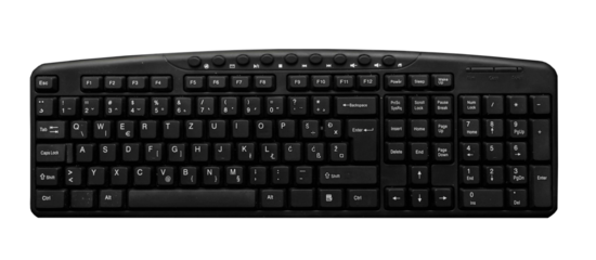 PC keyboard on isolated transparent background