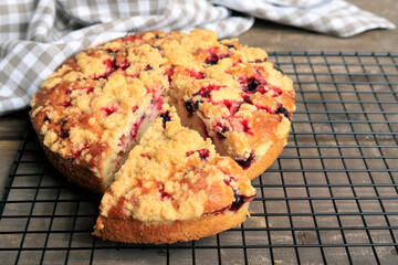Traditional autumn blueberry seasonal cake.