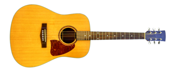 Acoustic guitar on transparent isolated background
