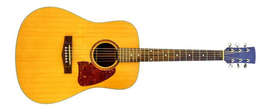 Acoustic guitar on transparent isolated background
