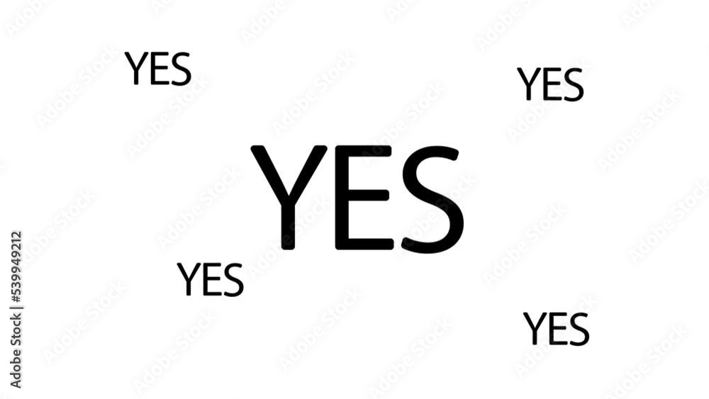 Poster zoom in and out animation the yes symbol. large black symbol in the center and four small symbols ar
