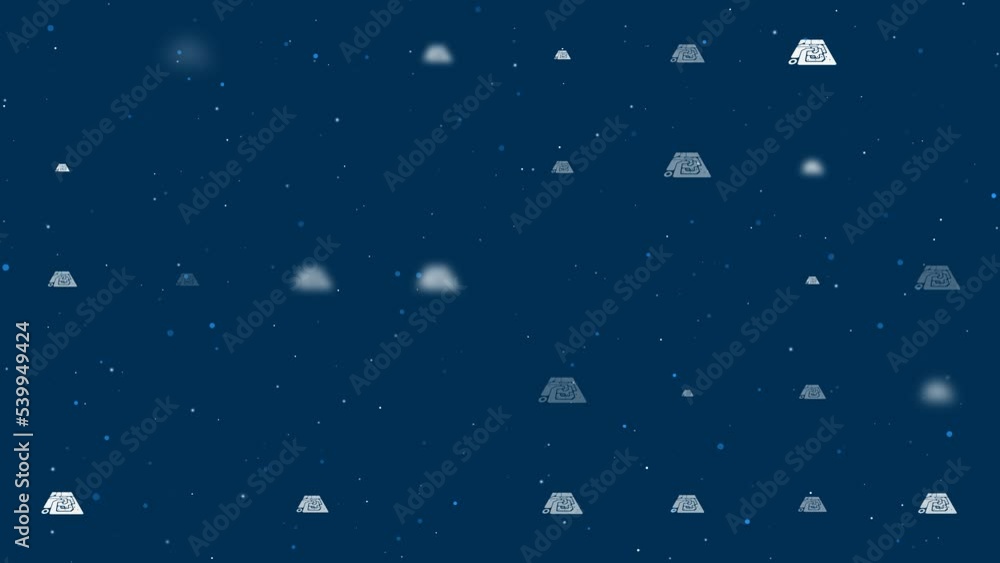 Poster template animation of evenly spaced printed circuit boards of different sizes and opacity. animation