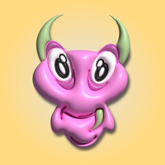 Cute monster character 3d cartoon illustration vector design