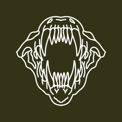 Classic Skull animal illustration Monoline Vector Logo, Bone vintage badge, creative emblem Design For Tshirt