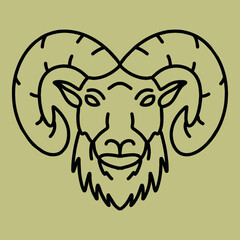 Classic Sheep animal illustration Monoline Vector Logo, goat vintage badge, creative emblem Design For Tshirt