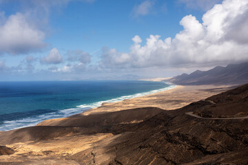 Road to Cofete beach at Fuentevertura, Canary Islands, Spain