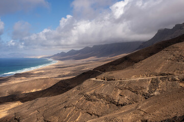 Road to Cofete beach at Fuentevertura, Canary Islands, Spain