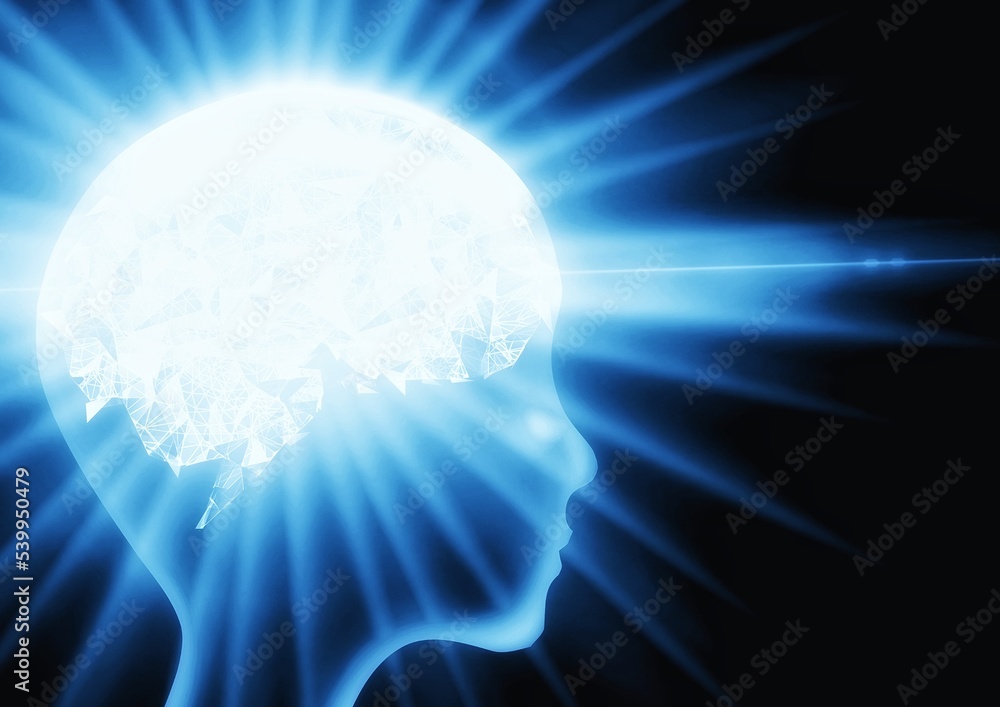 Poster 3d illustration of abstract artificial intelligence in science technology concept