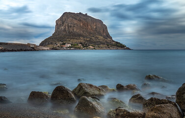 Monemvasia, a fascinating medieval fortified village on a small island of the southern coast of the...