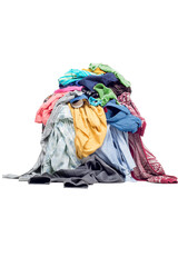 pile of used clothes on a light background. Second hand for recycling - 539951216
