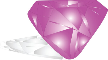simple vector pink diamond with shadow effect