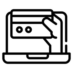online credit payment laptop shopping simple line icon