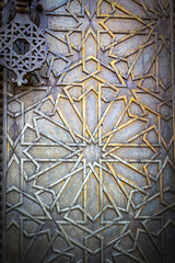 detail of an door, entrance to royal palace in fes, fez, morocco, north africa, 