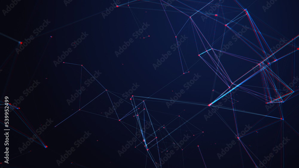 Aufkleber the concept of a network connection with a glitch effect. technological blue background with lines a