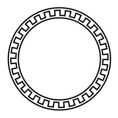 Greek round frame. Ancient Greek key black frame pattern, round antique border from Greece