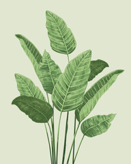 Seamless stylized green leaf pattern. Vector illustration